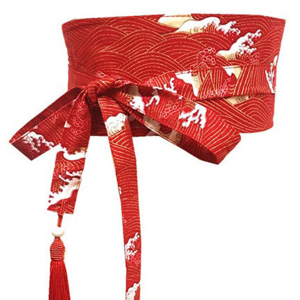 Cinturón obi japonés - ola roja