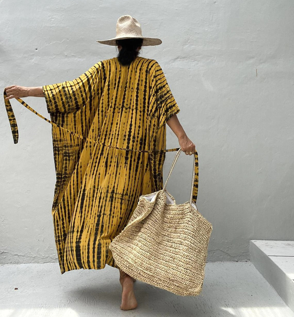 kimono de playa amarillo