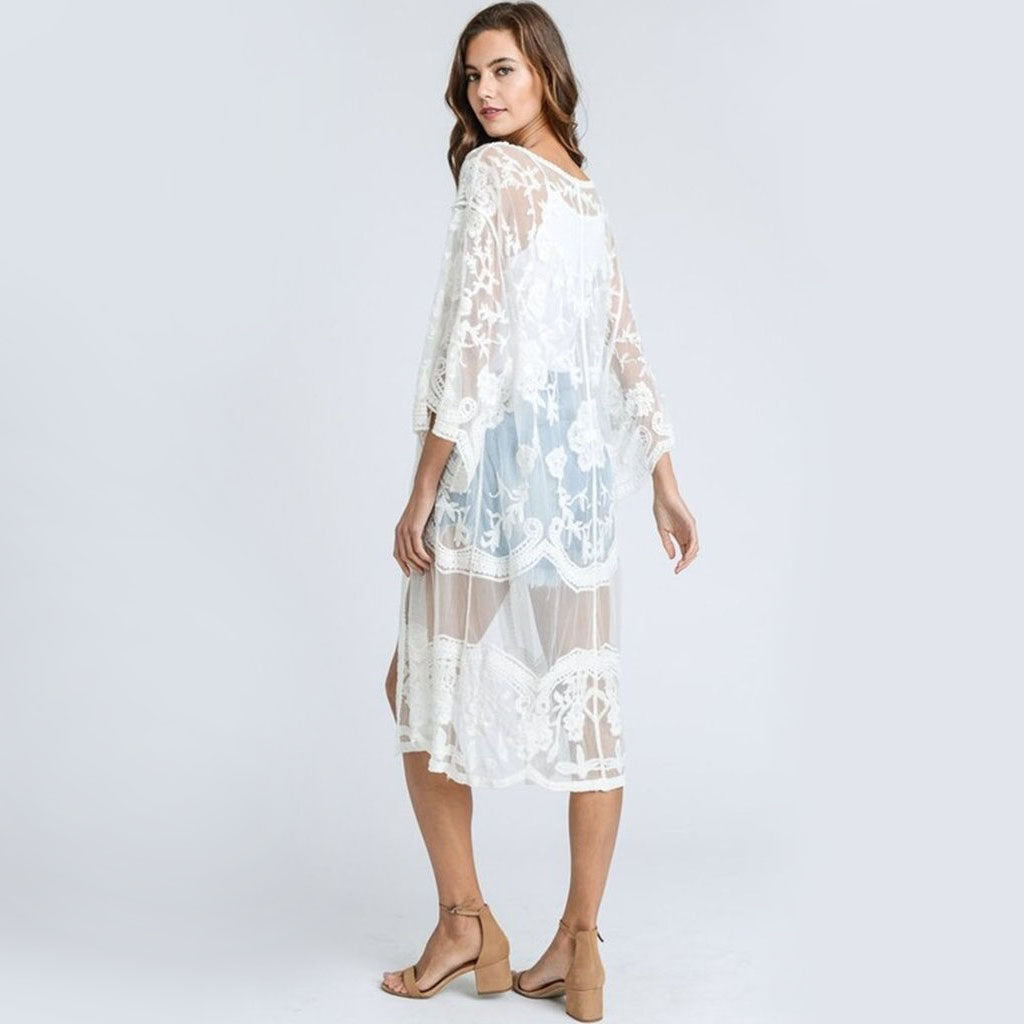 kimono encaje blanco