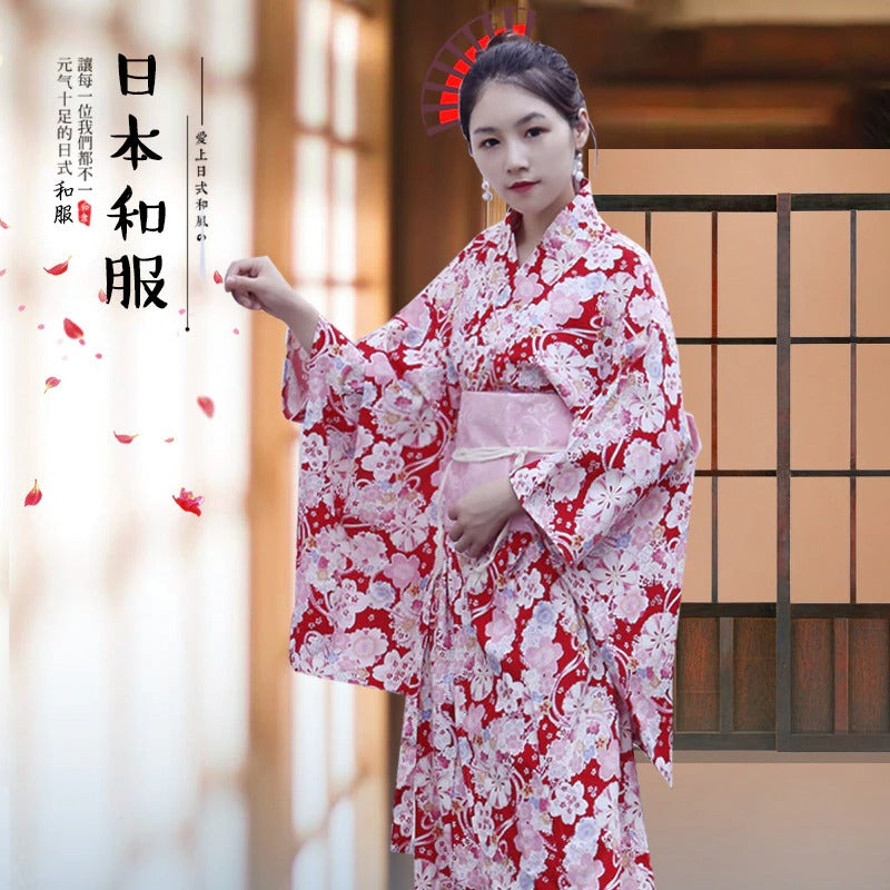 kimono japones rojo mujer