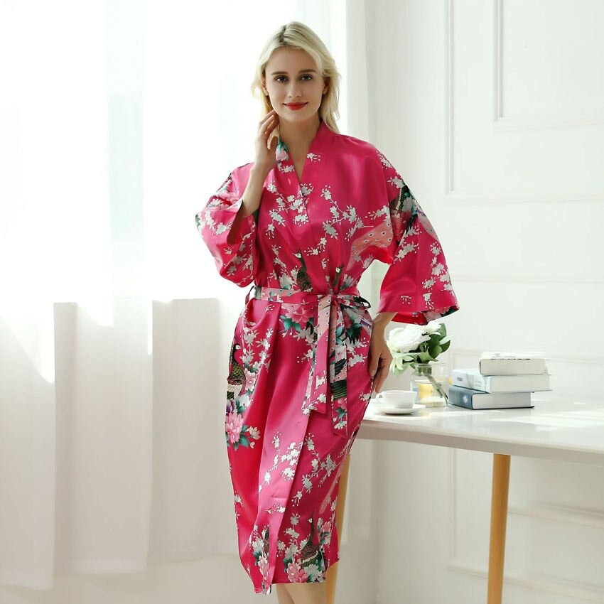 kimono rosa seda