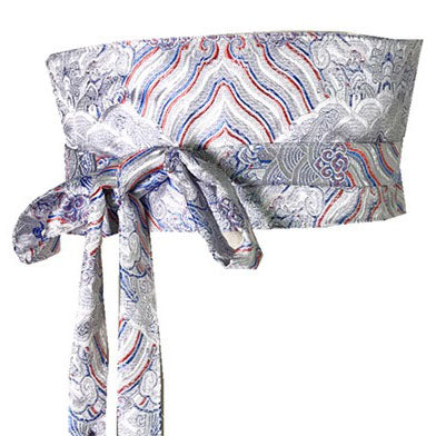 Cinturón obi - bordado y seda blanca