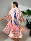 Kimono estampado pajaros rosa