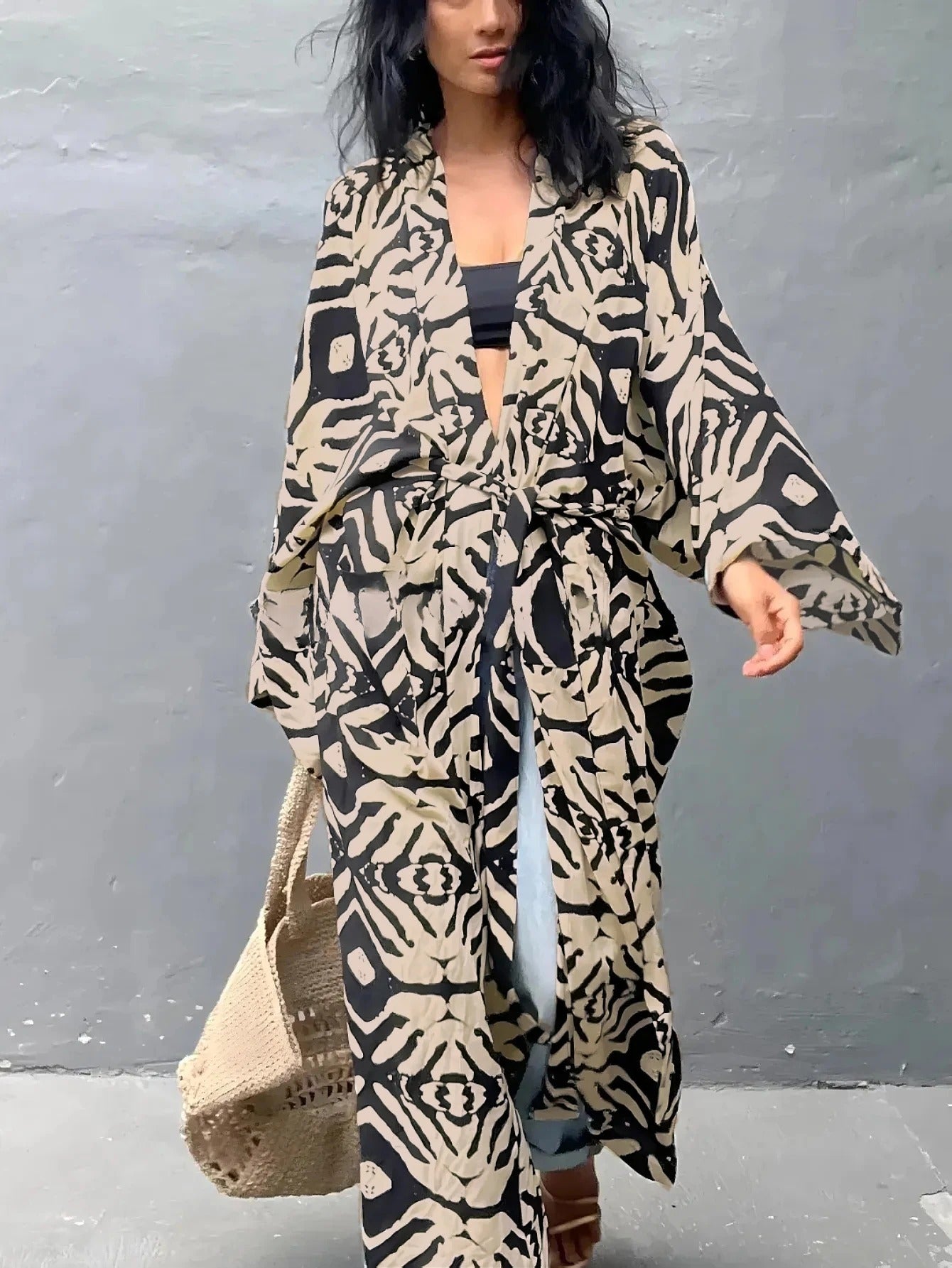 Kimono largo estampado