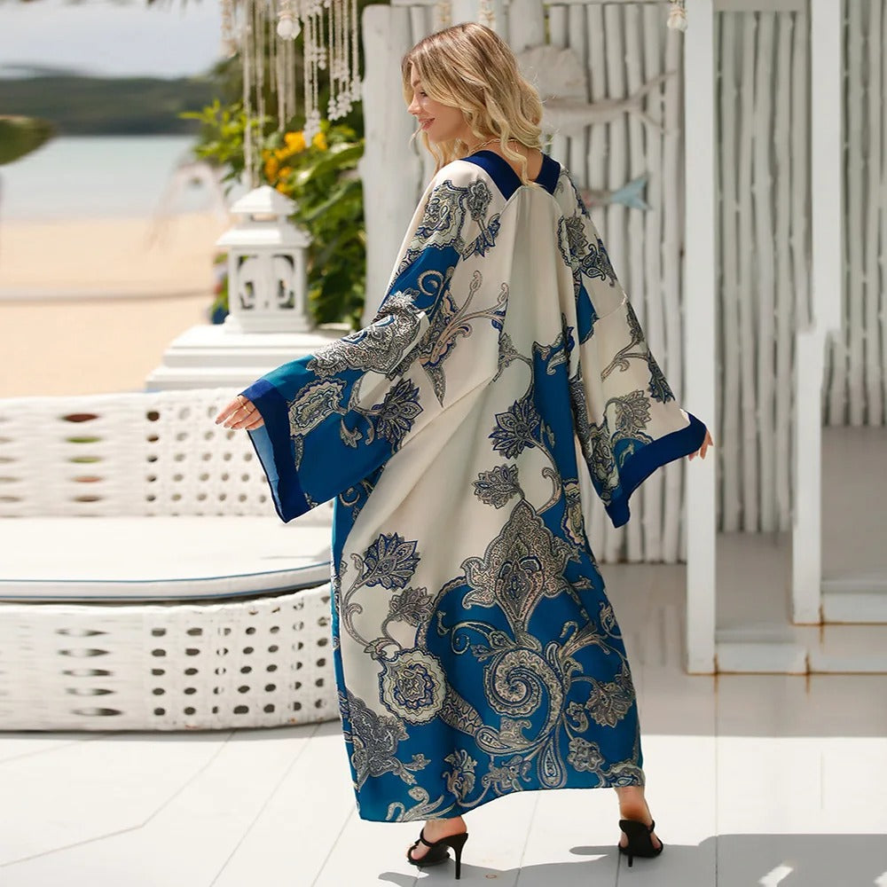 Kimono floral azul