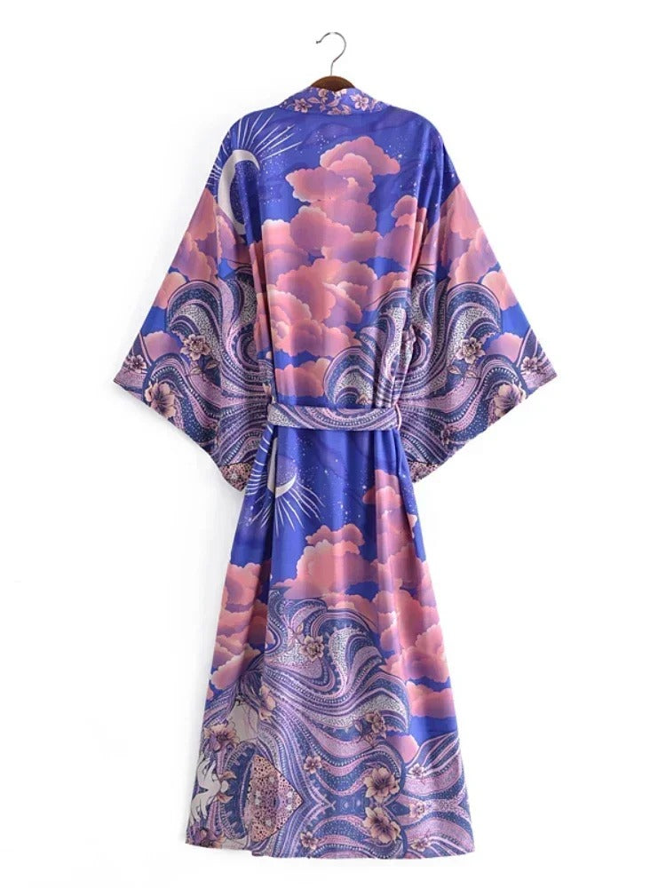 Kimono Floral Azul