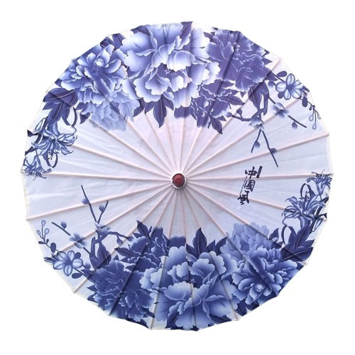 Paraguas japonés floral azul