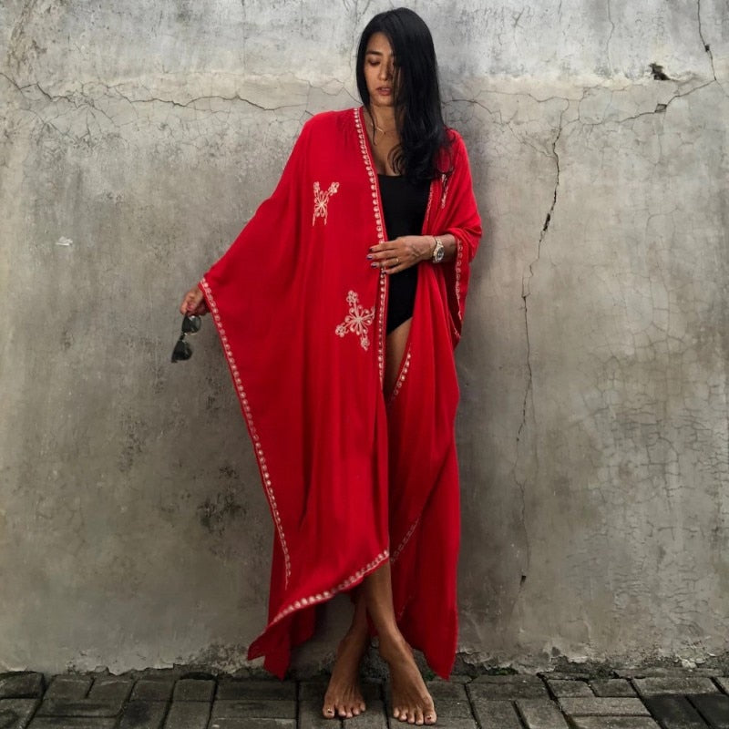 Kimono bordado rojo 