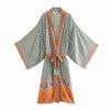 kimono estampado verde largo