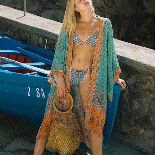 Kimono estampado azul