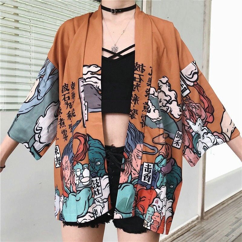 Kimono anime art marrón