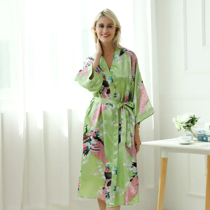 kimono verde flores 