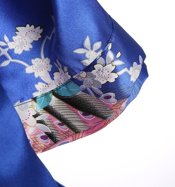 kimono azul con flores