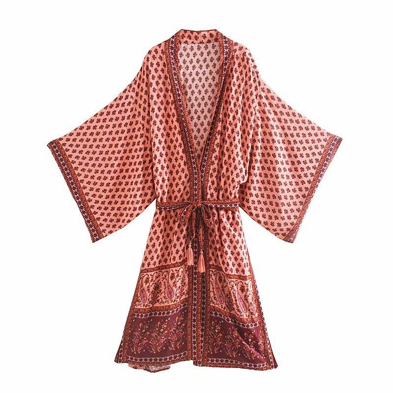 Kimono estampado naranja