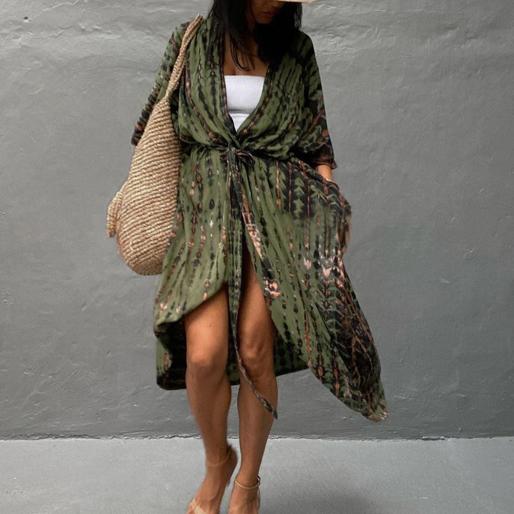 vestido kimono verde 